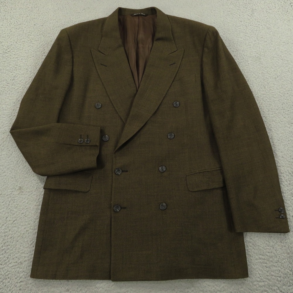 Canali Blazer 42L Micro Houndstooth 8 Button Double Breasted Coat Jacket Propost